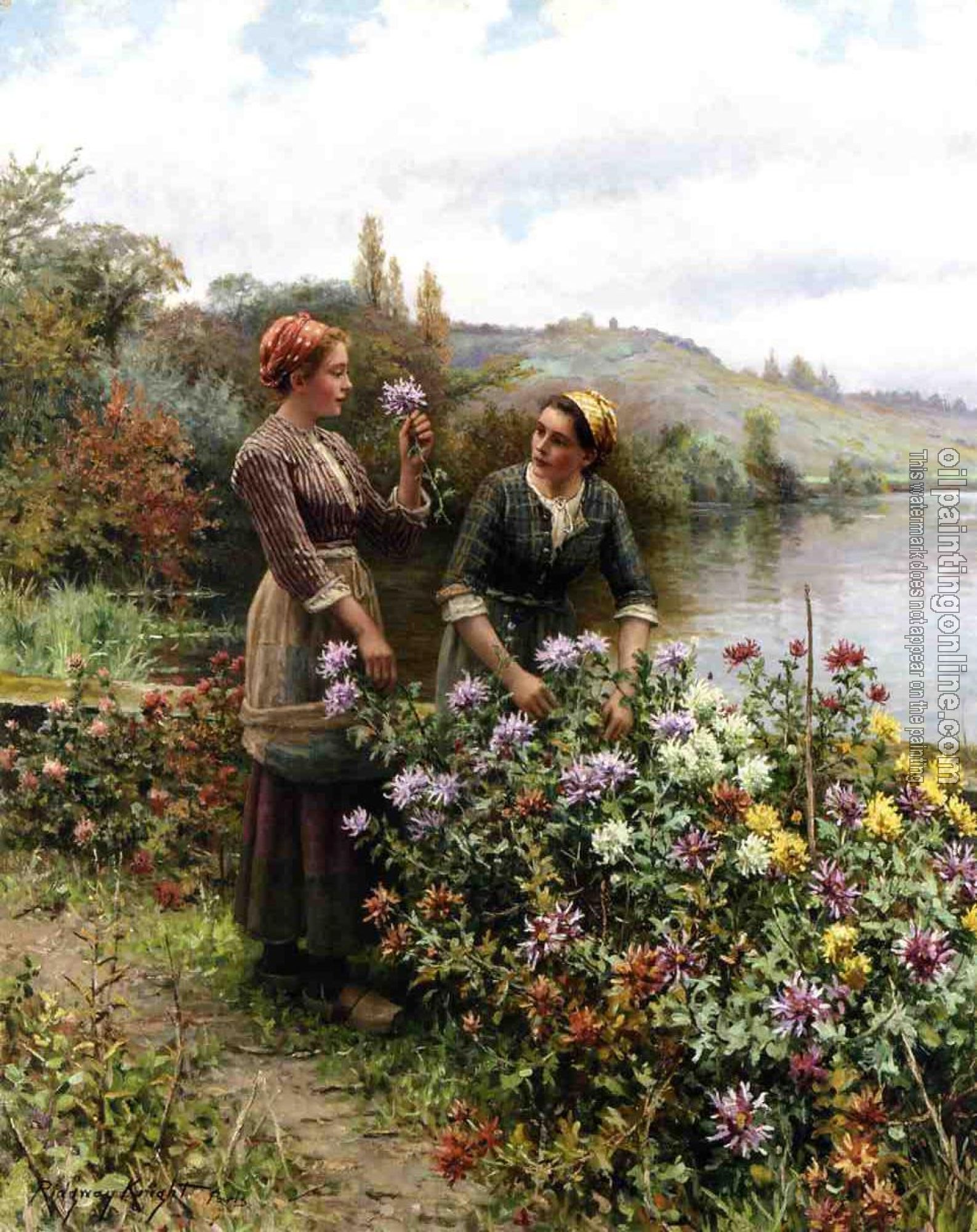 Daniel Ridgway Knight - Peasant Girls in Flower Garden